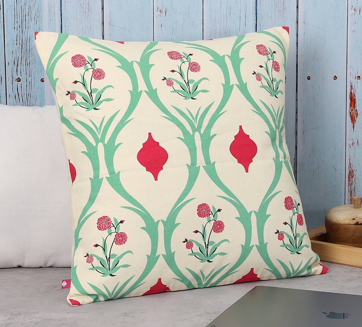 India Circus Lattice Roses Cotton Cushion Cover