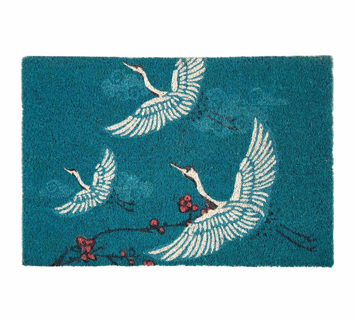 India Circus by Krsnaa Mehta Legend of the Cranes Teal Doormat