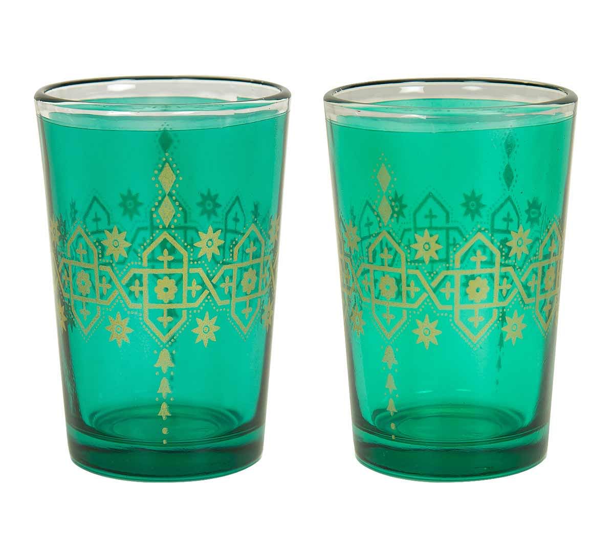 India Circus Lionheart Green Moroccan Glasses Set of 6