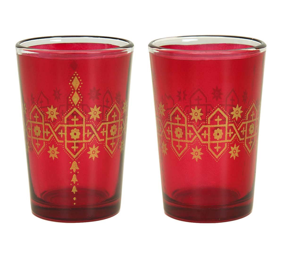 India Circus Lionheart Maroon Moroccan Glasses Set of 6