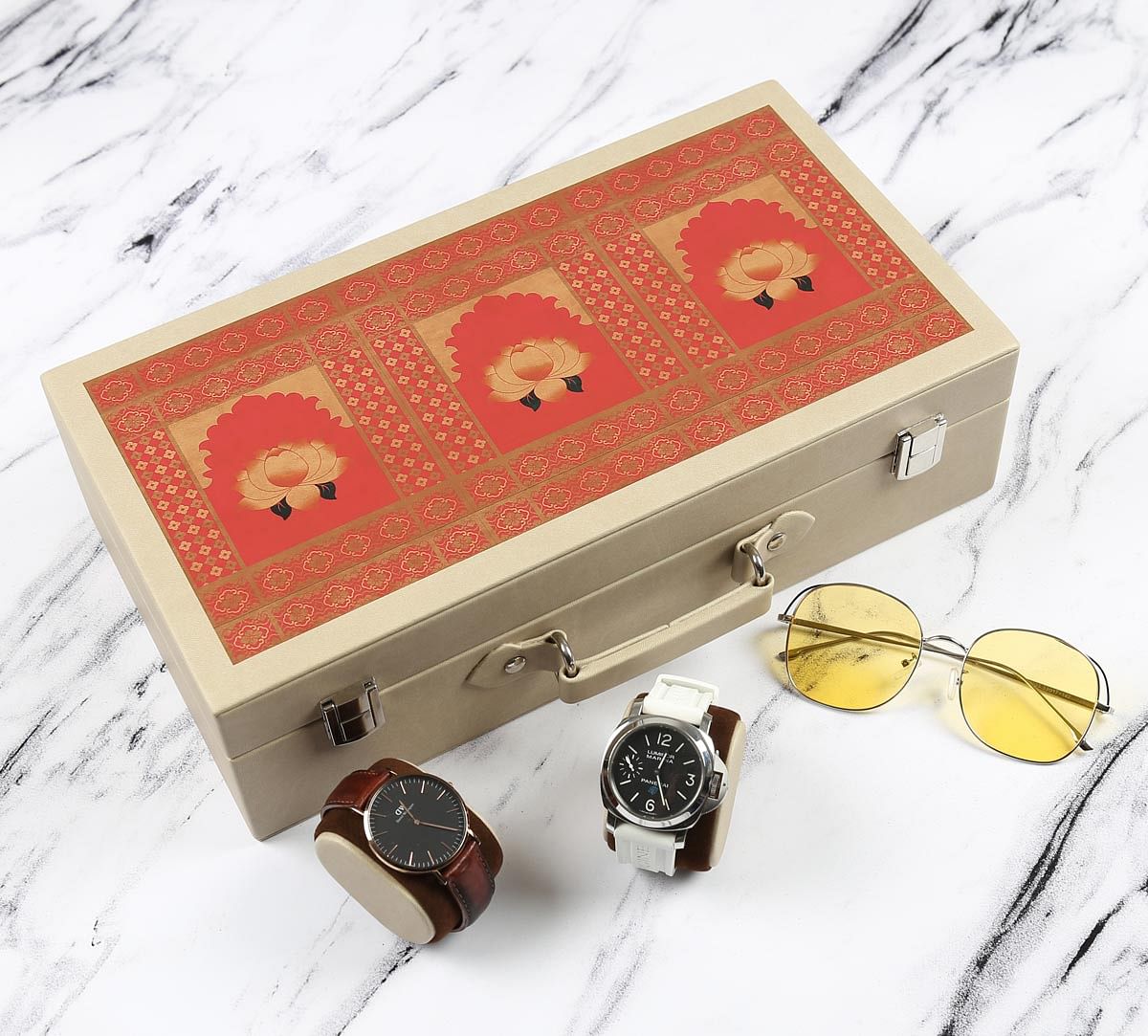 India Circus Lotus Darbar Leather Watch and Eyewear Box