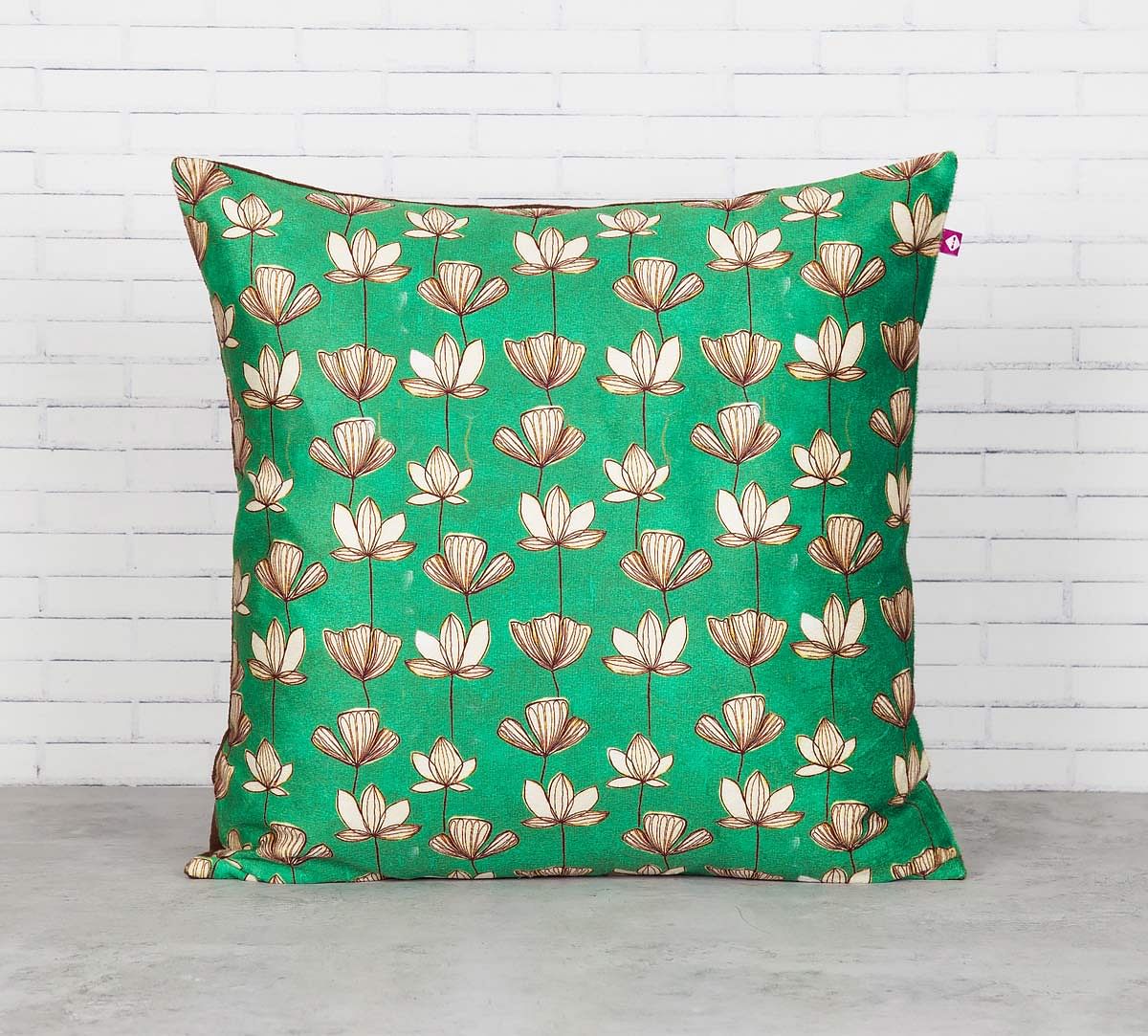 India Circus Lotus Pond Blended Velvet Cushion Cover