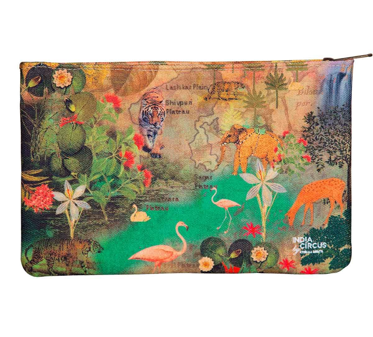 India Circus Mapping Animals Makeup Pouch