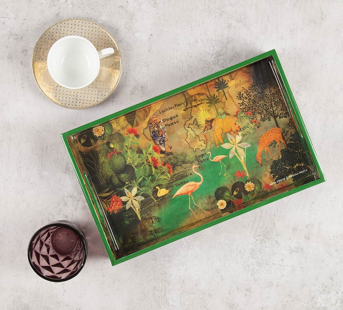 India Circus Mapping Animals Rectangle Serving Tray