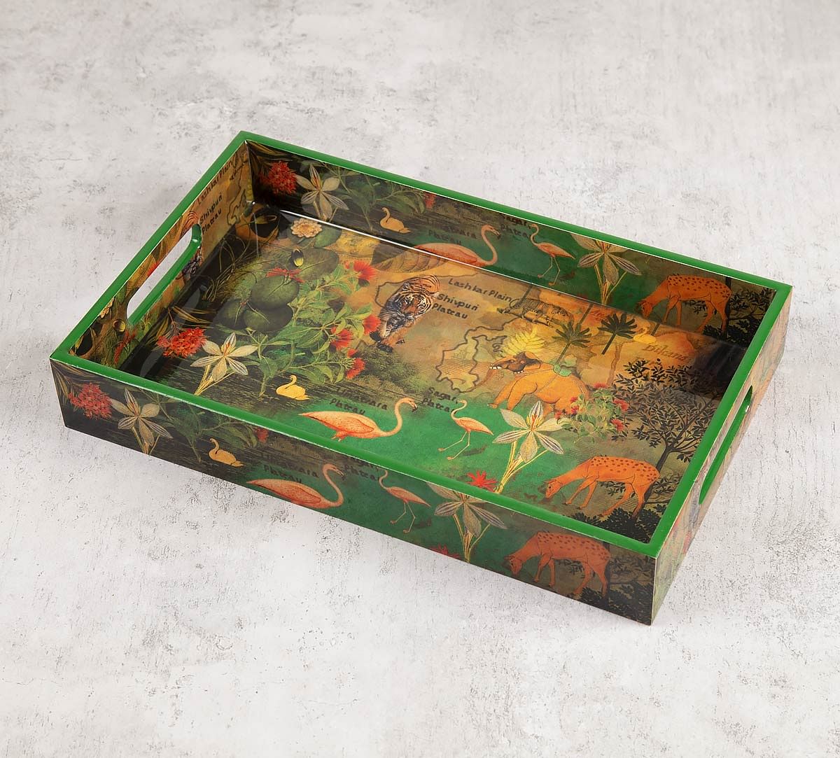 India Circus Mapping Animals Rectangle Serving Tray