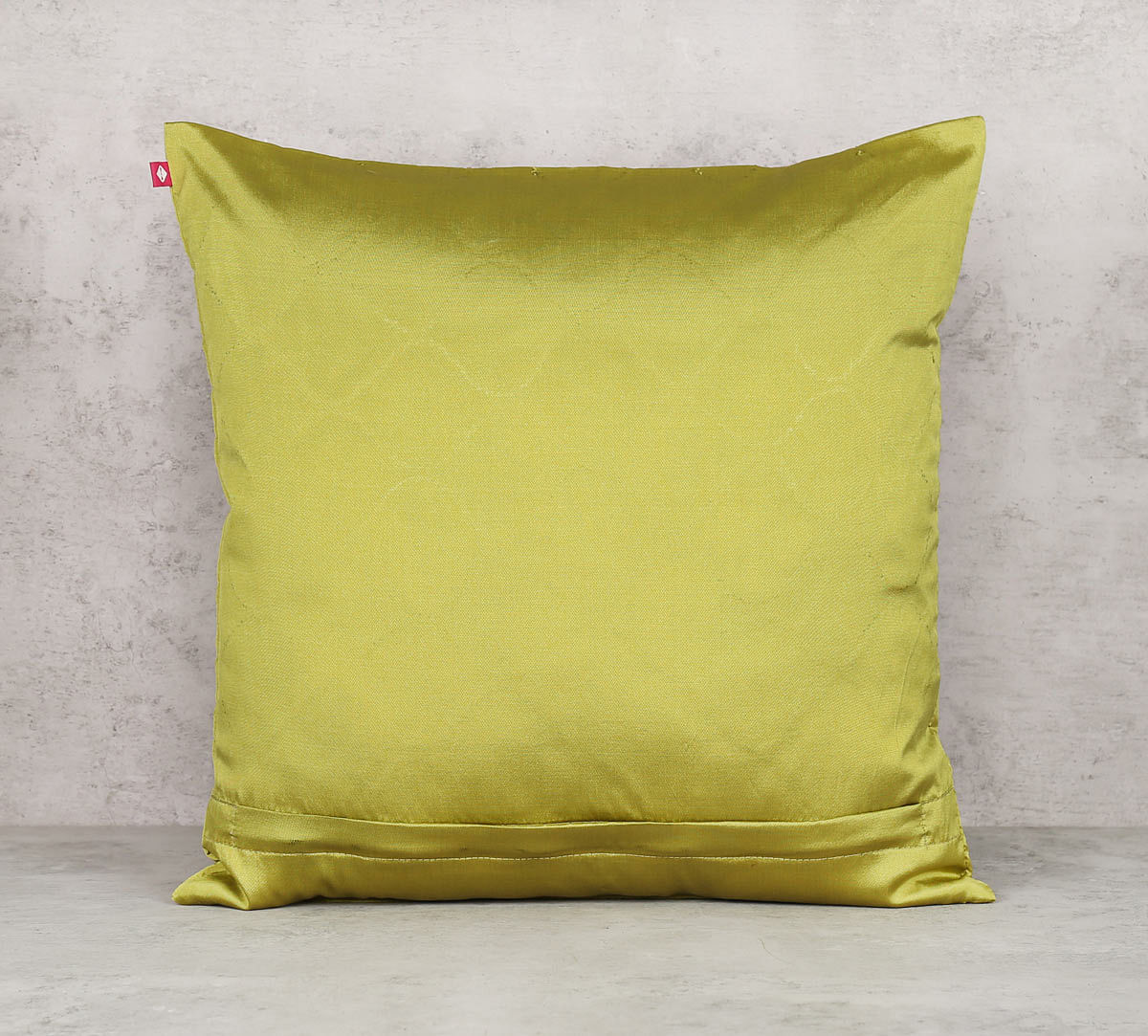 India Circus Mirror Work Olive Green Cushion Cover