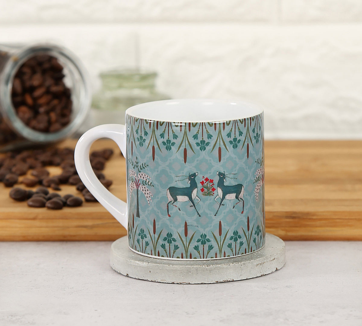 India Circus Mirroring Deer Garden Espresso Mug