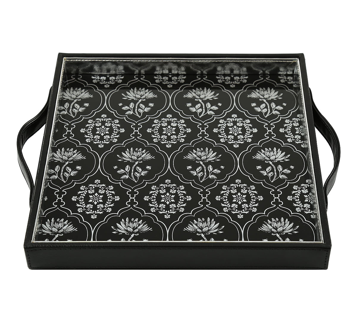 India Circus Monochrome Lotus Reiteration Leather Tray