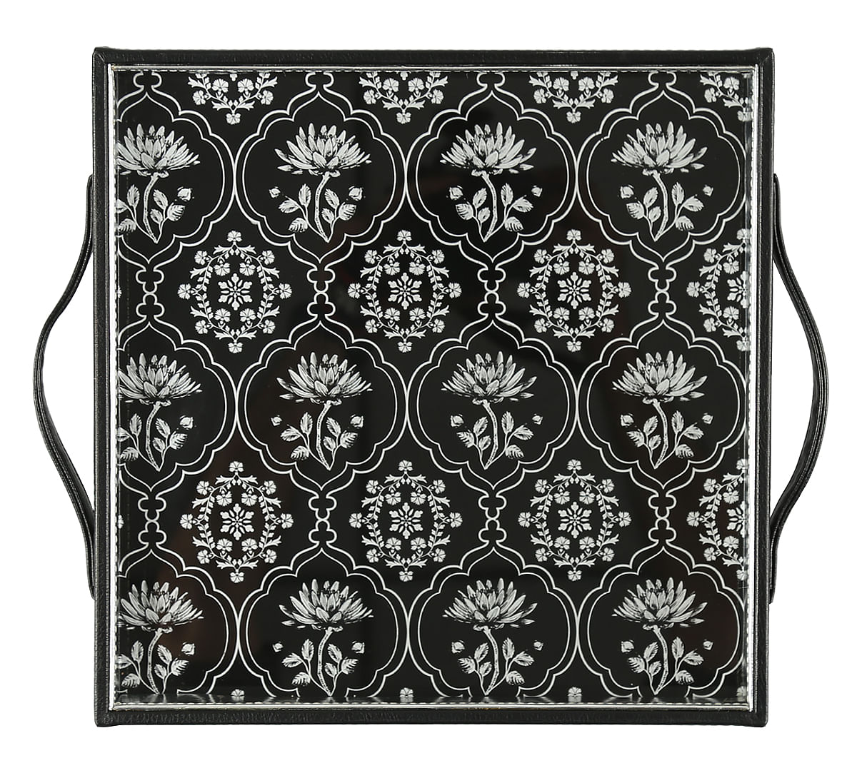 India Circus Monochrome Lotus Reiteration Leather Tray