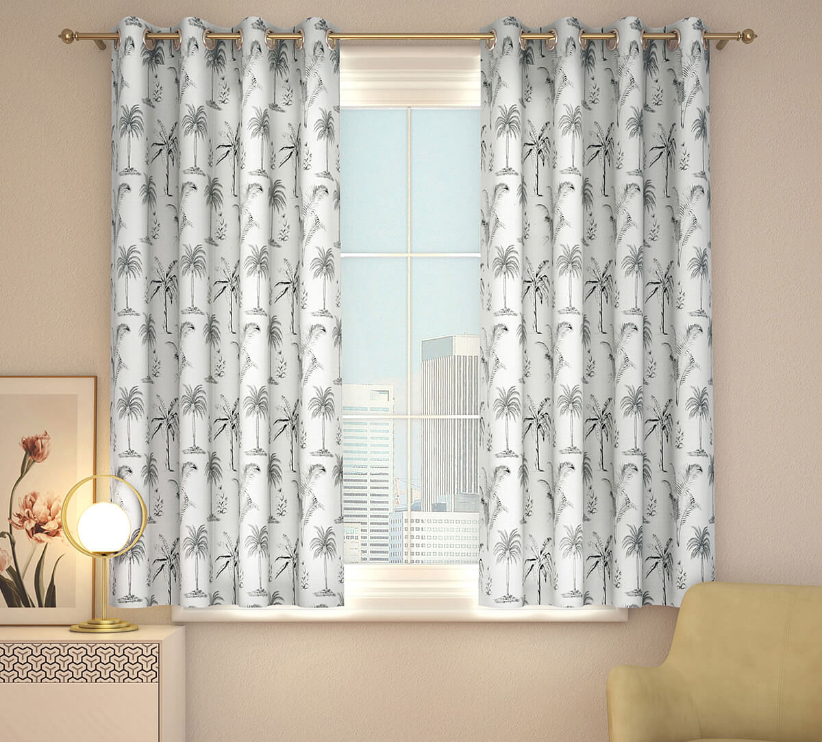 India Circus Monochrome Palms Window Curtain