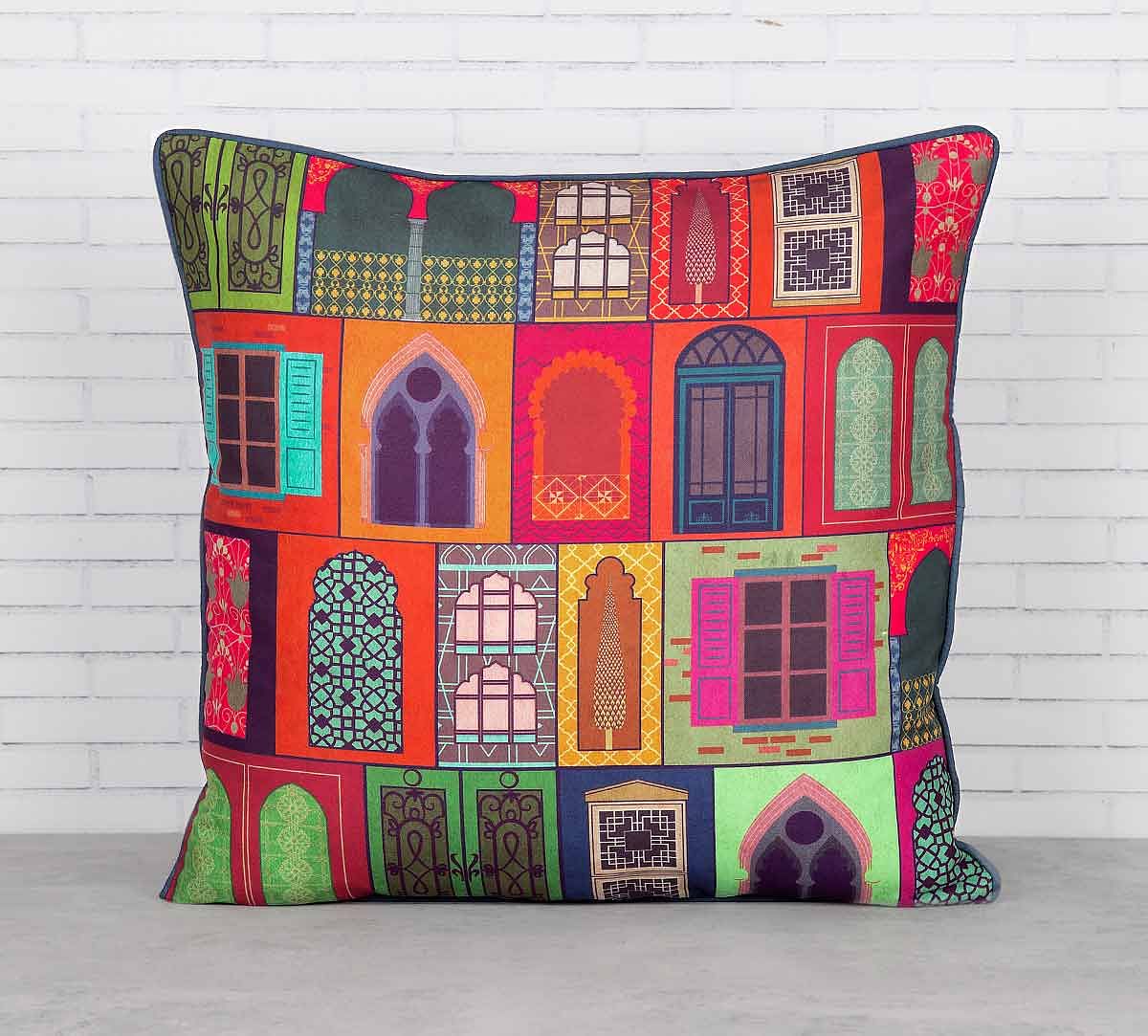 India Circus Mughal Doors Reiteration Blended Taf Silk Cushion Cover