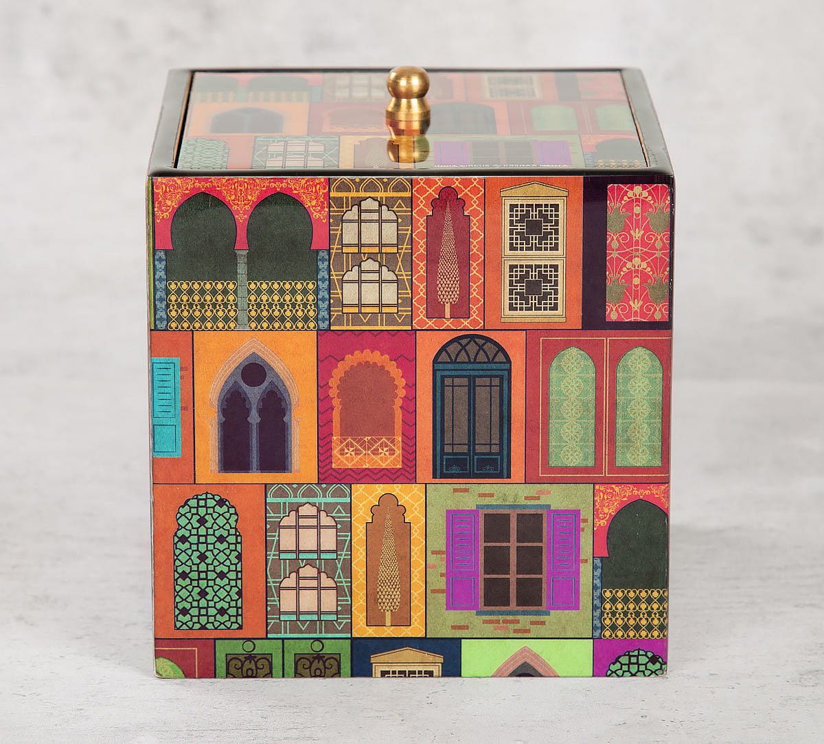 India Circus Mughal Doors Reiteration Square Storage Box