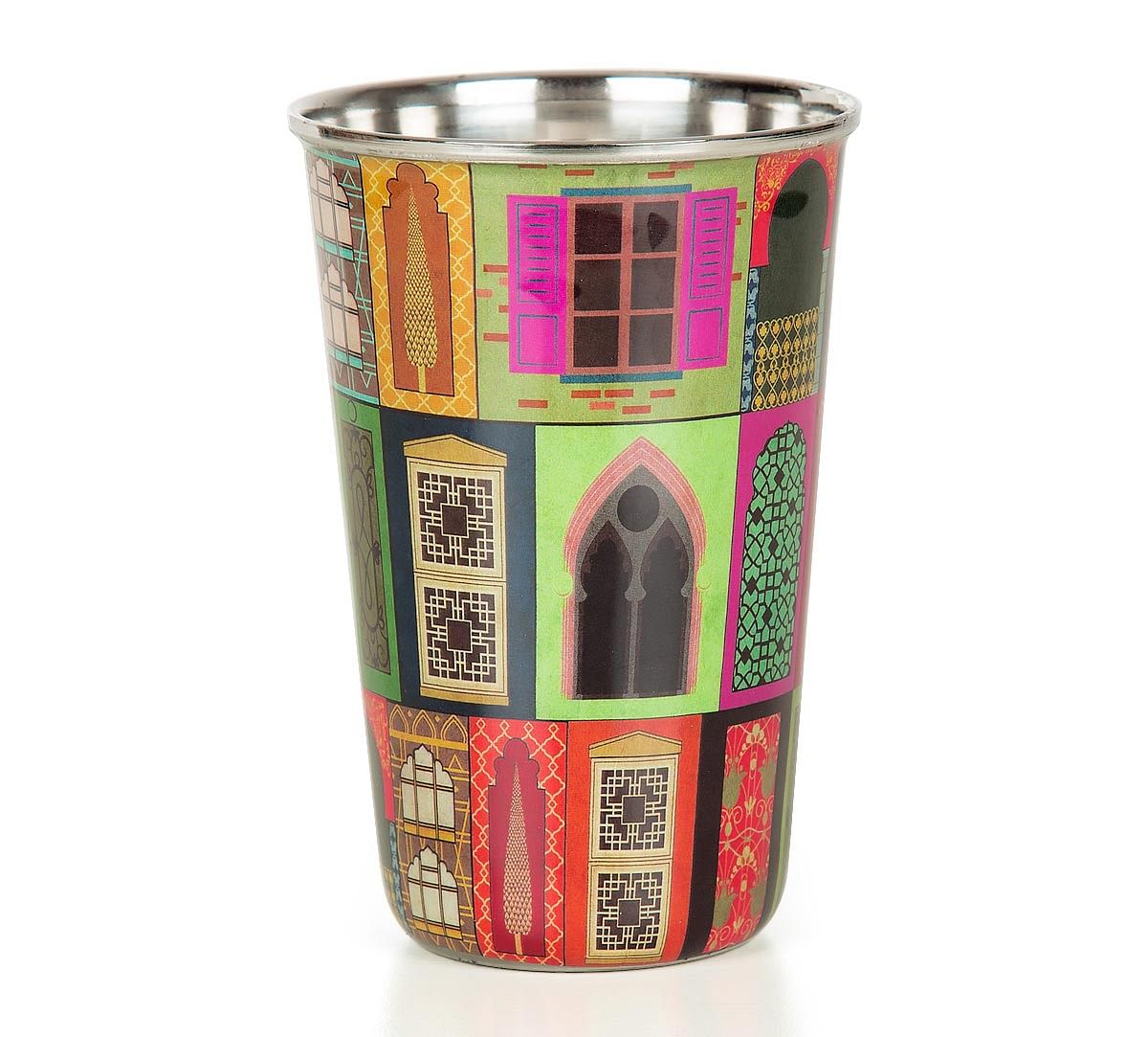 India Circus Mughal Doors Reiteration Steel Tumbler Set of 2