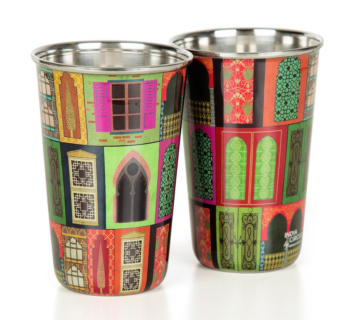 India Circus Mughal Doors Reiteration Steel Tumbler Set of 2