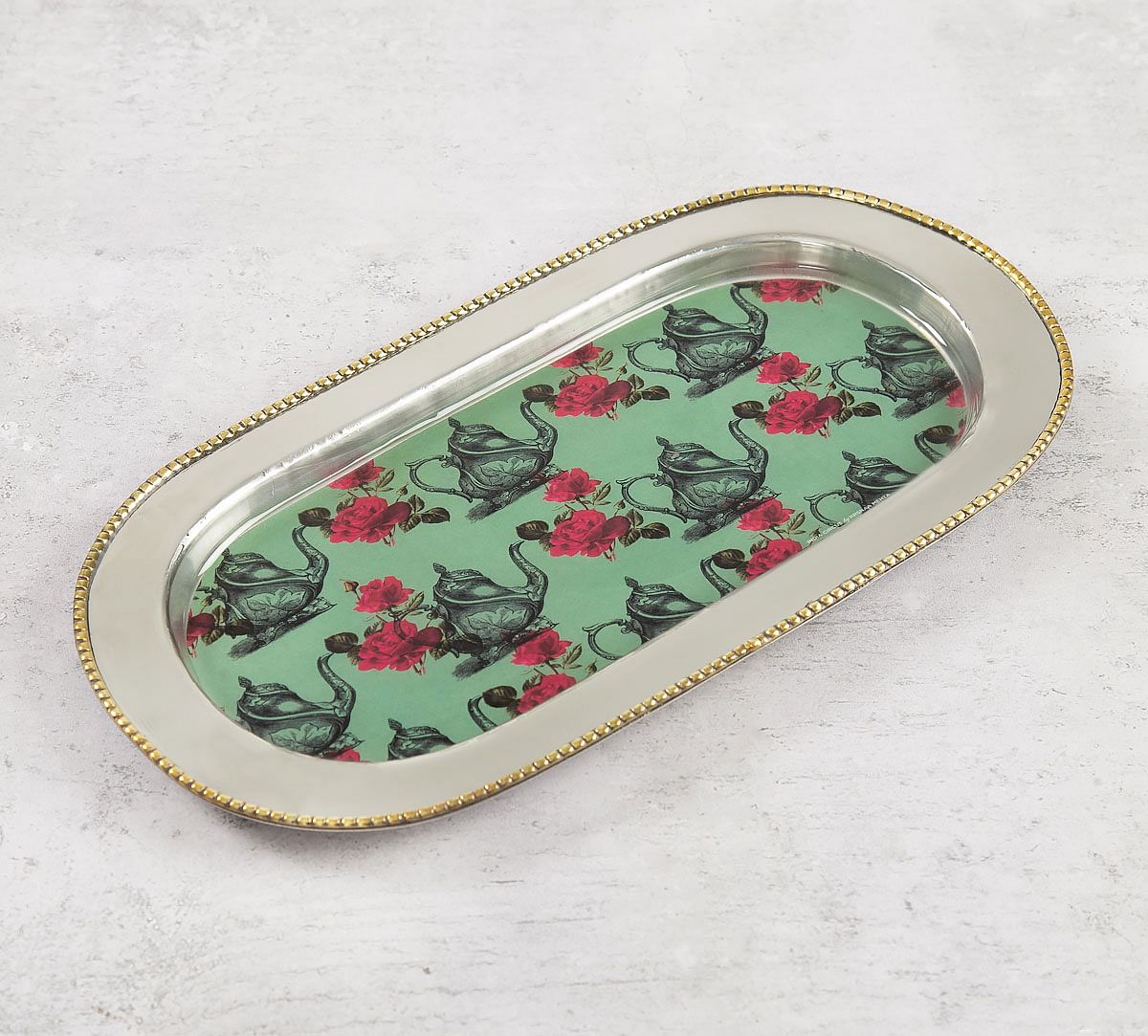 India Circus Mystic Rose Kettles Steel Serving Tray