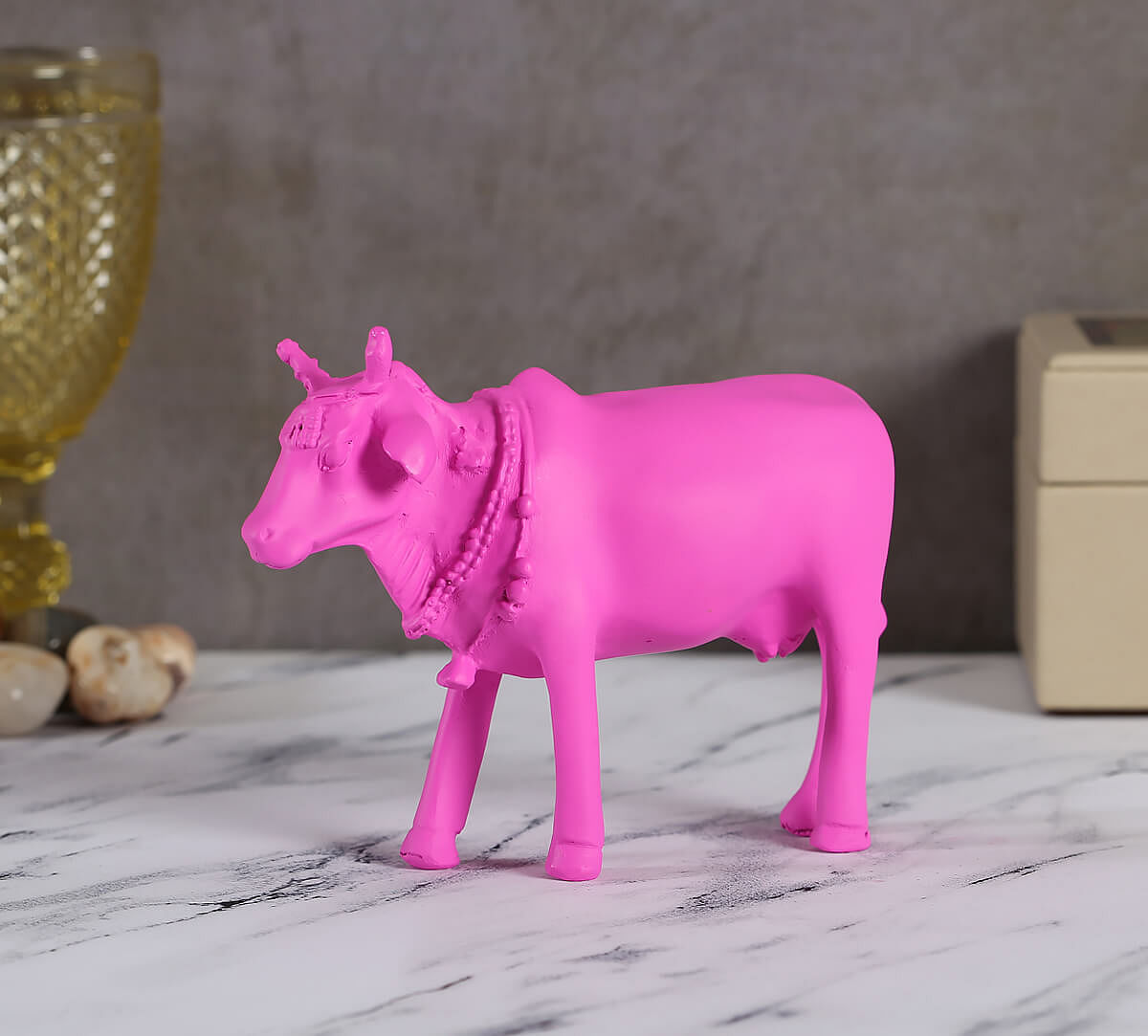 India Circus Neon Pink Cow Figurine