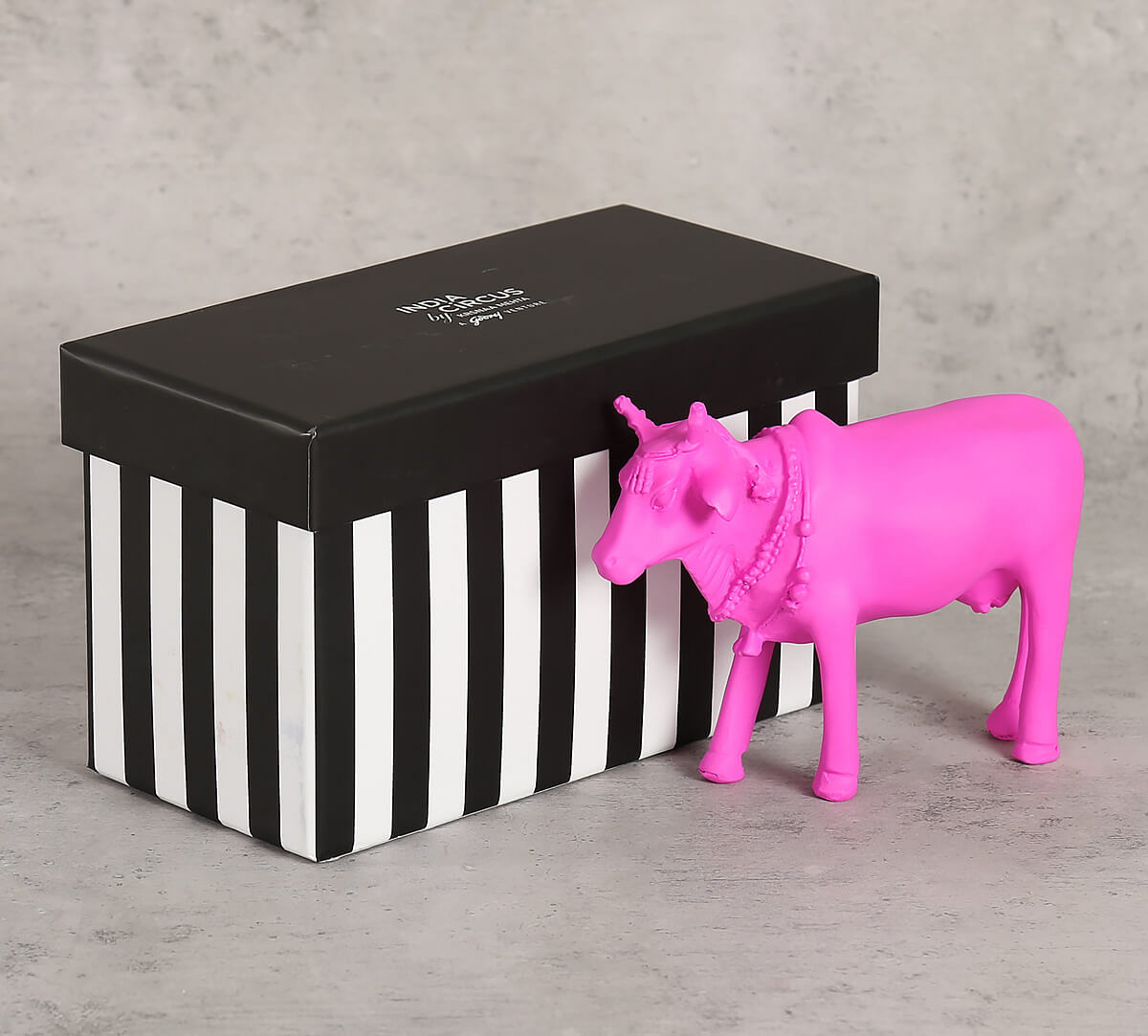 Neon Pink Cow Figurine