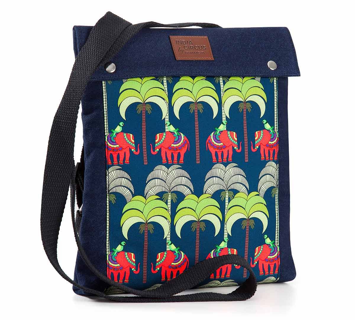 India Circus Palmeria Tusker Reiteration Sling Denim Backpack