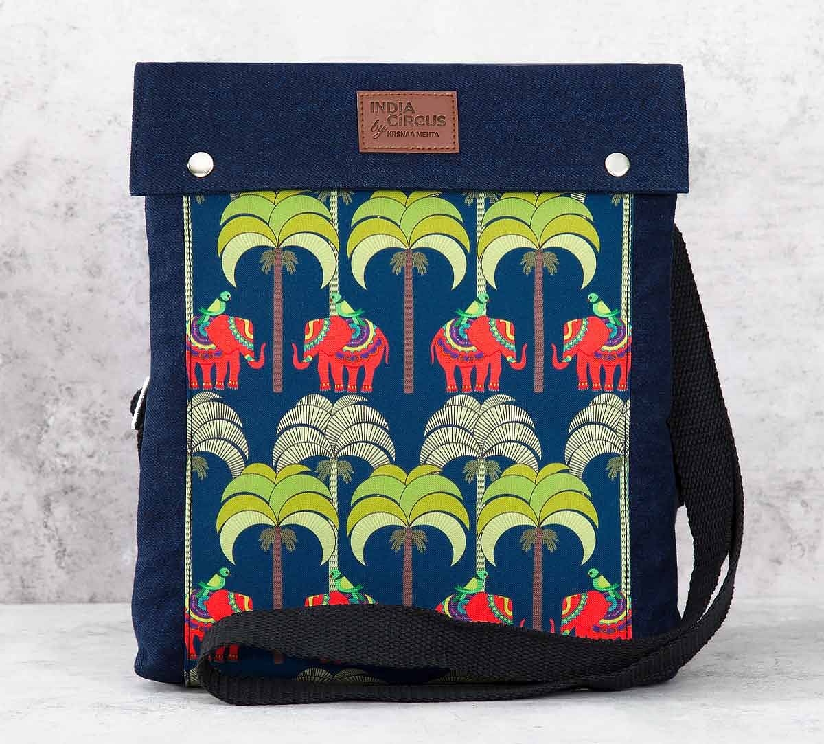 India Circus Palmeria Tusker Reiteration Sling Denim Backpack