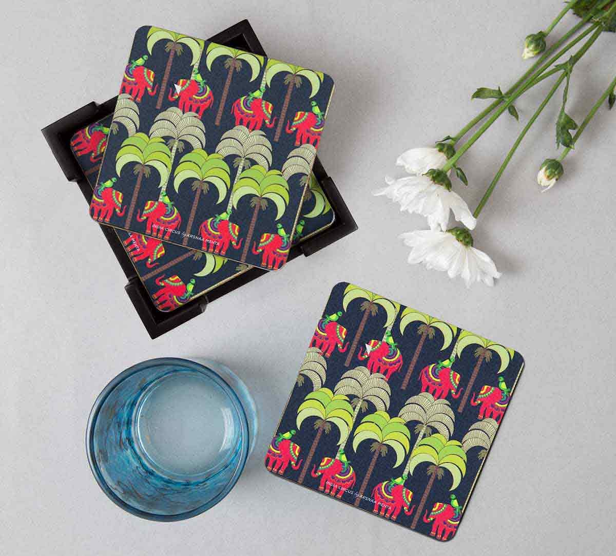 India Circus Palmeria Tusker Reiteration Table Coaster Set of 6