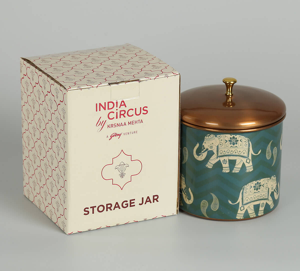 India Circus Parading Tuskers Storage Jar