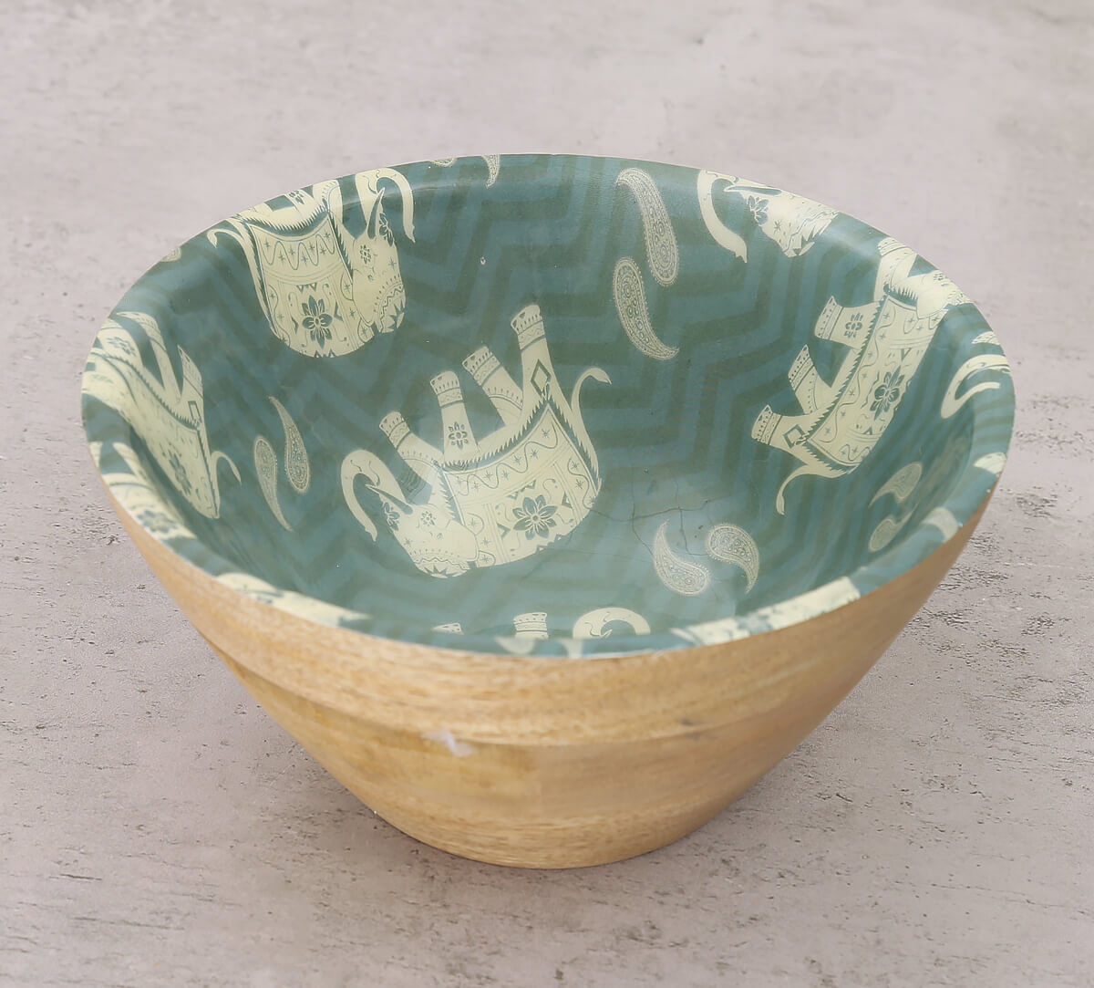 India Circus Parading Tuskers Wooden Bowl