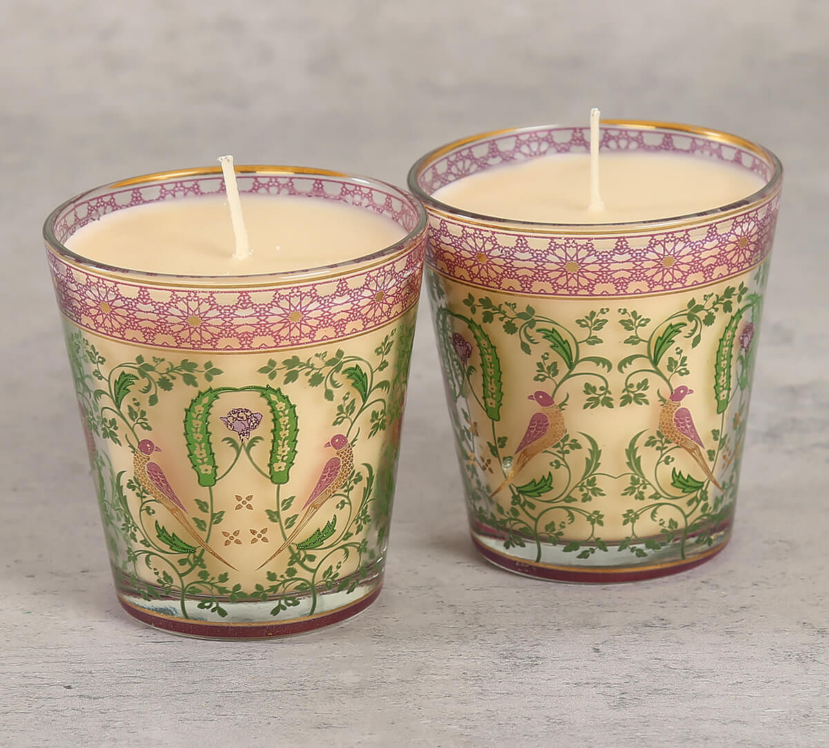 India Circus Parakeet Florals Candle Votive