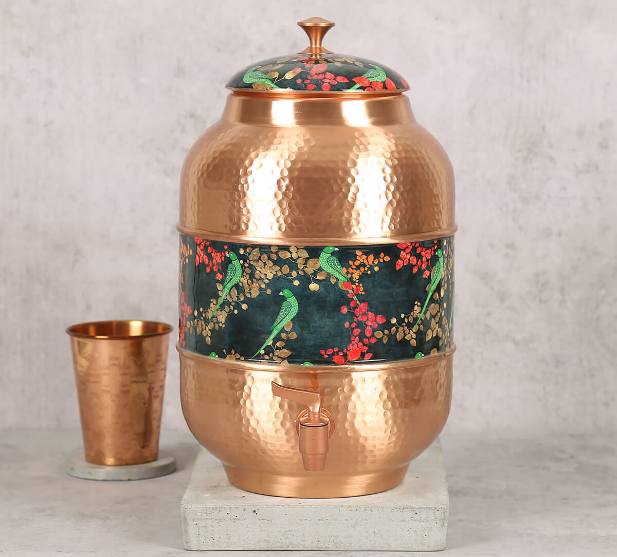 India Circus Parrots of the Night Copper Water Dispenser