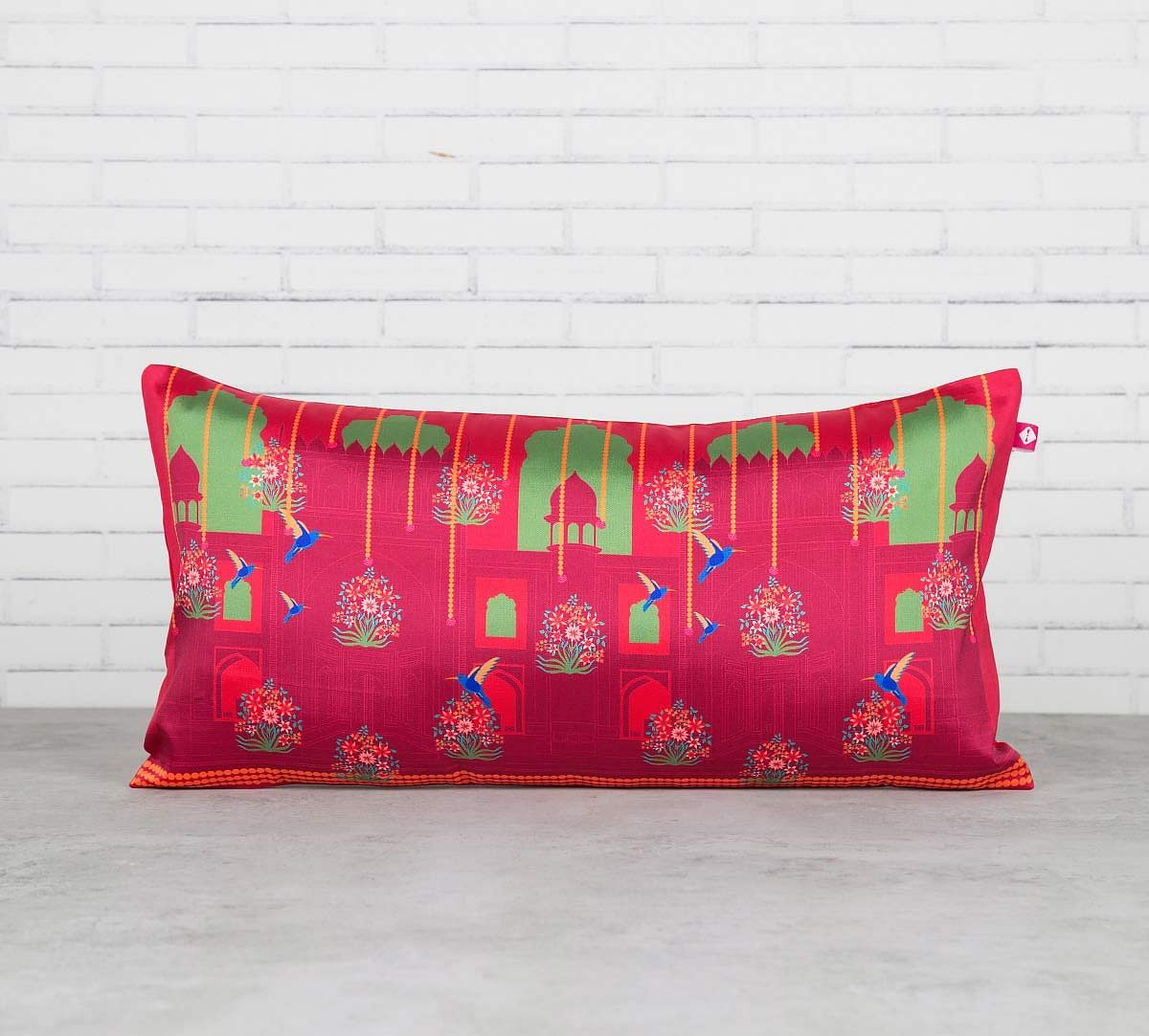 India Circus Passerines Palatial Paradise Blended Taf Silk Cushion Cover