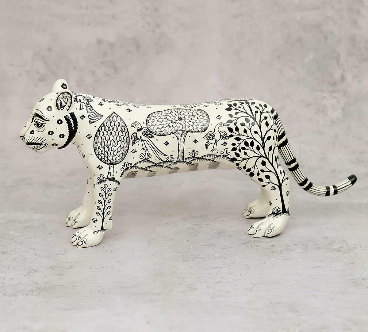 India Circus Pattachitra Art White Tiger