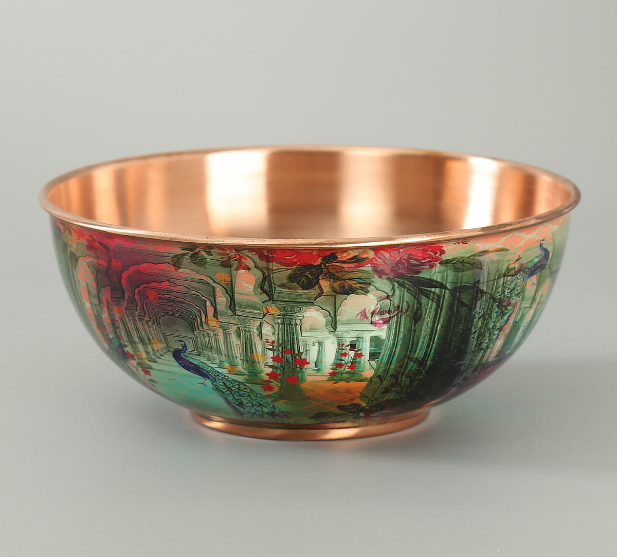 India Circus Peacock Dwar Copper Bowl