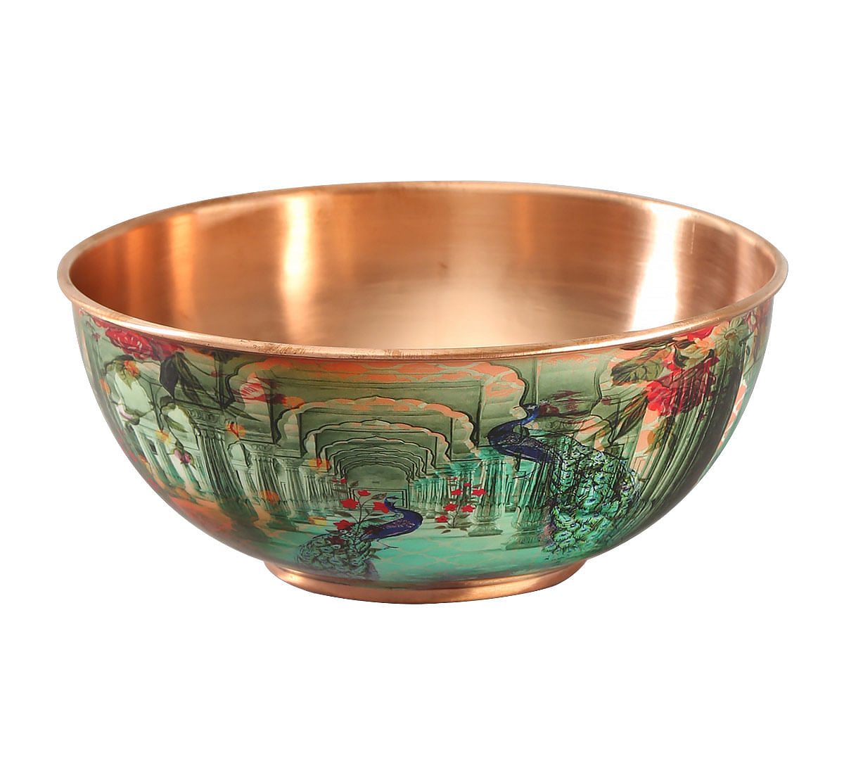 India Circus Peacock Dwar Copper Bowl