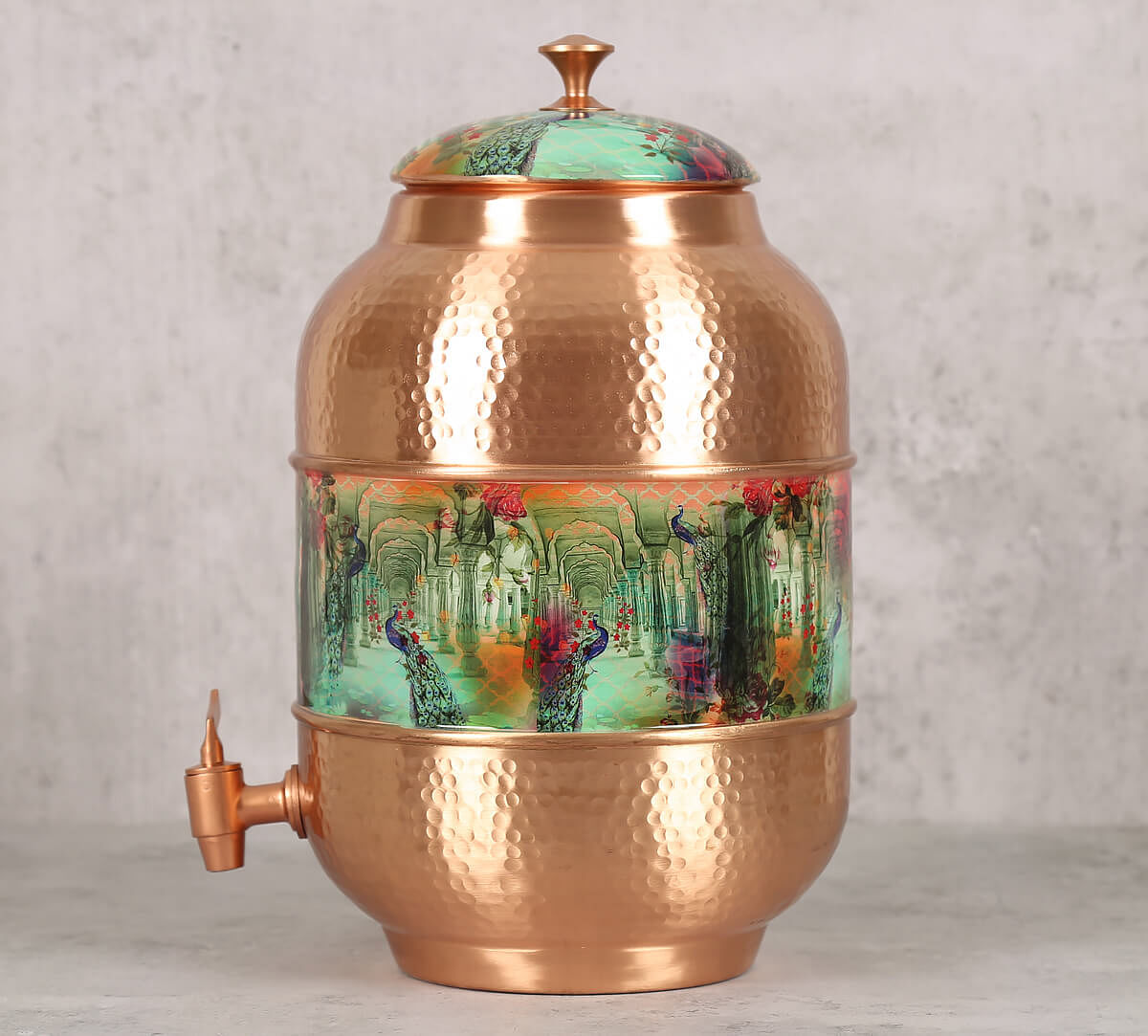 India Circus Peacock Dwar Copper Water Dispenser