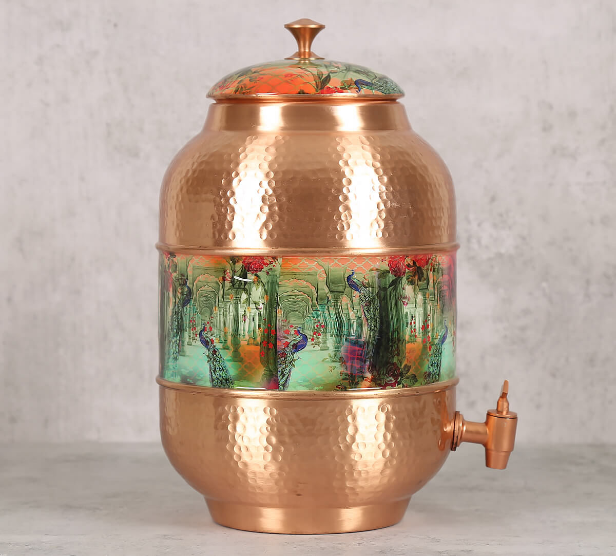 India Circus Peacock Dwar Copper Water Dispenser