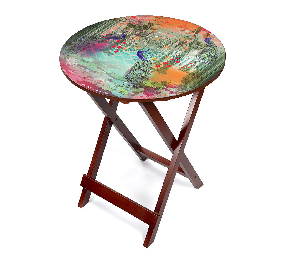 India Circus Peacock Dwar Round Side Table