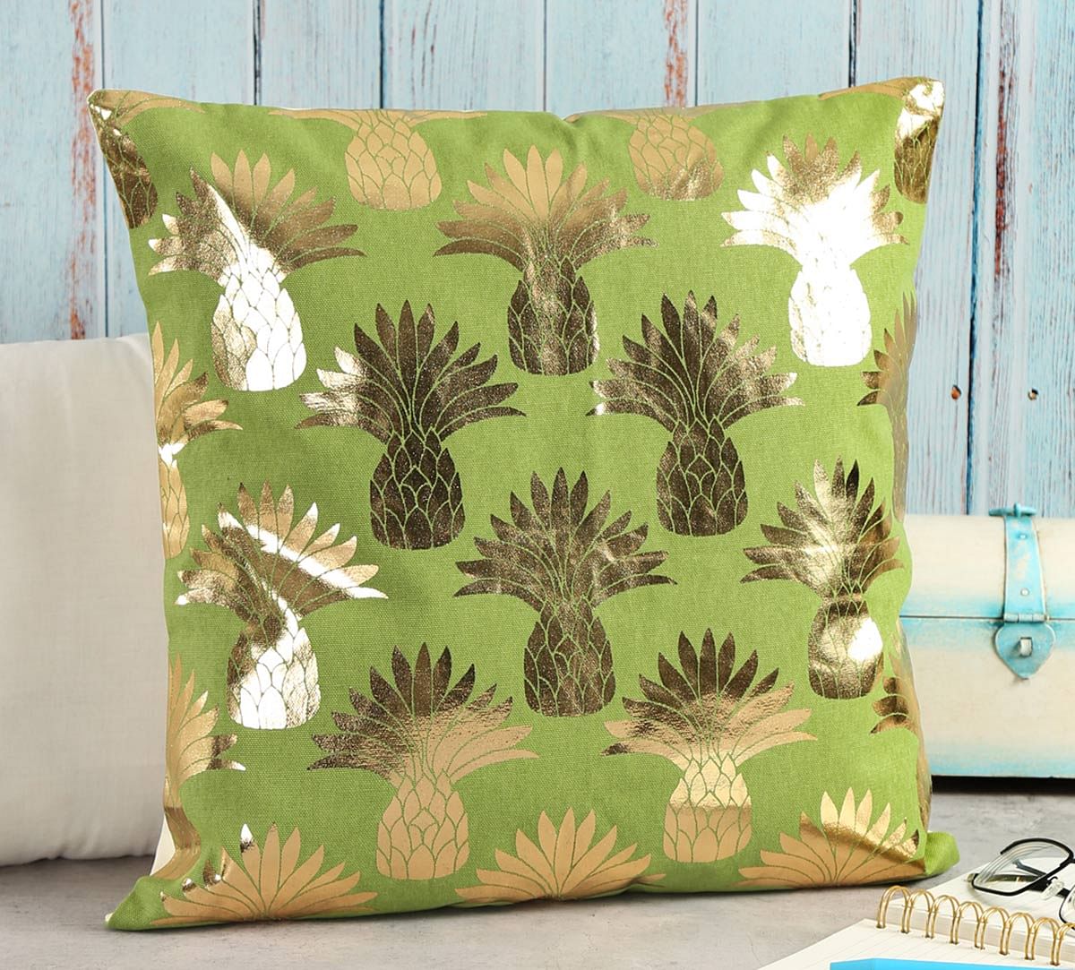 India Circus Pineapple Foil Cushion Cover