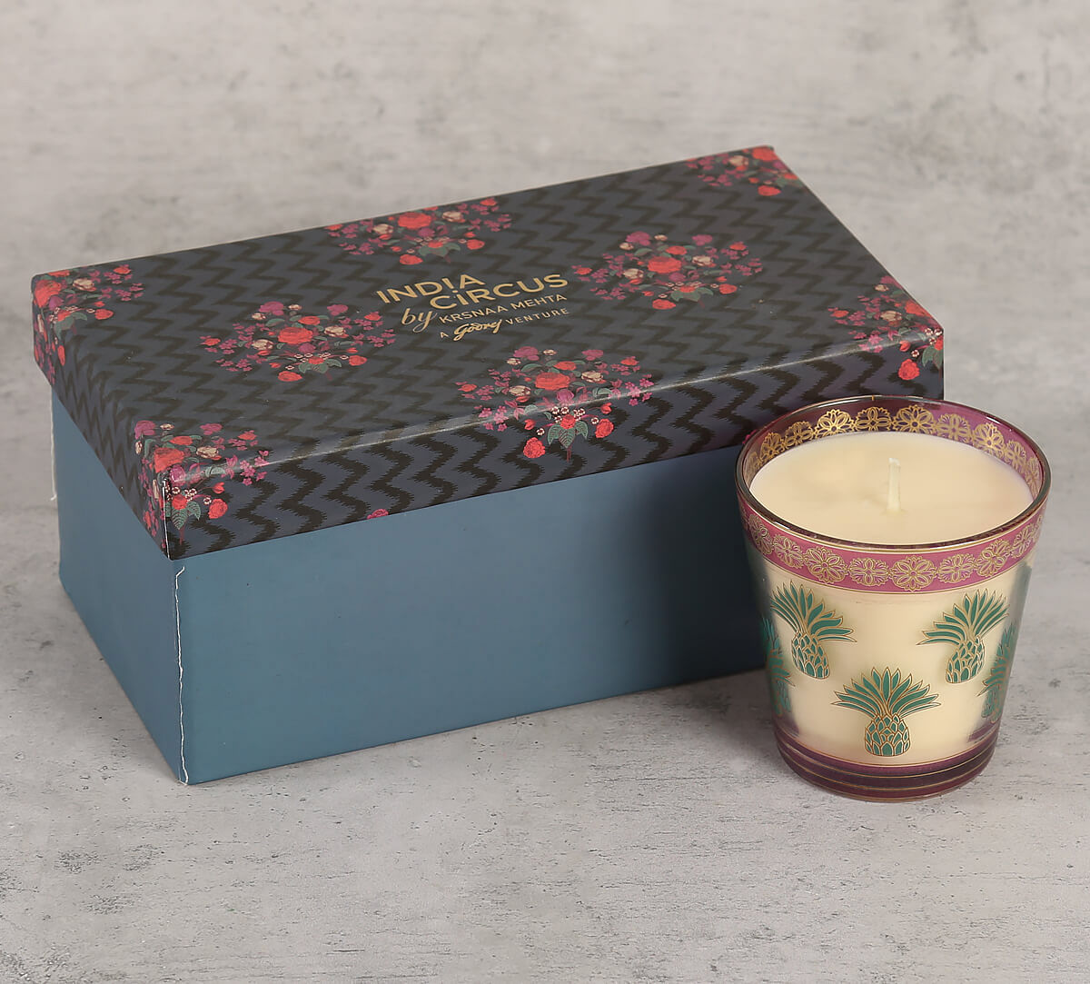 India Circus Pineapple Stem Green Candle Votive