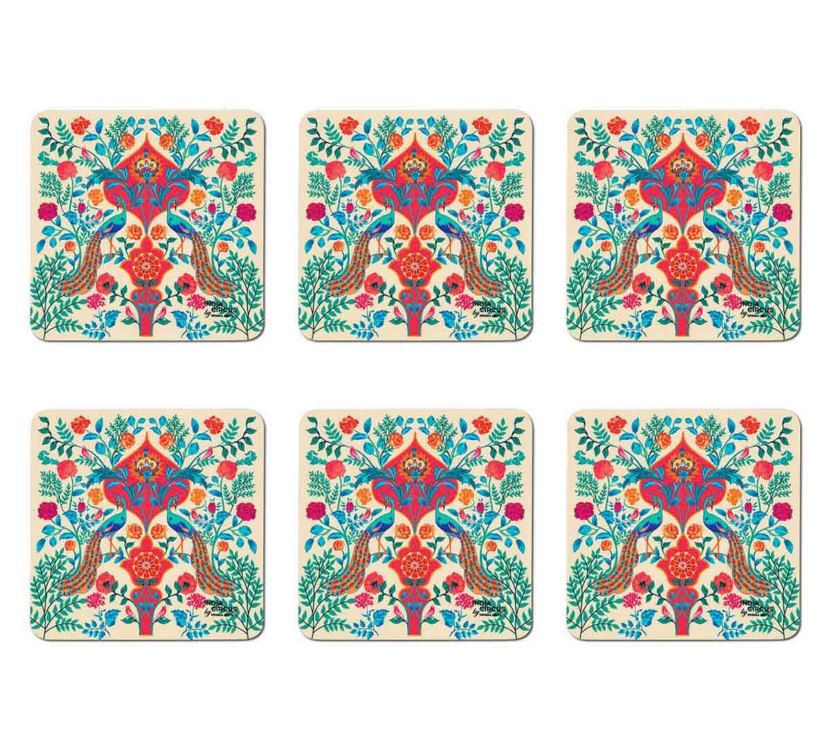 India Circus Pistachio Birds and Floral Burst Table Coaster