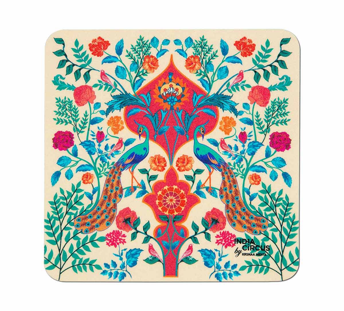 India Circus Pistachio Birds and Floral Burst Table Coaster