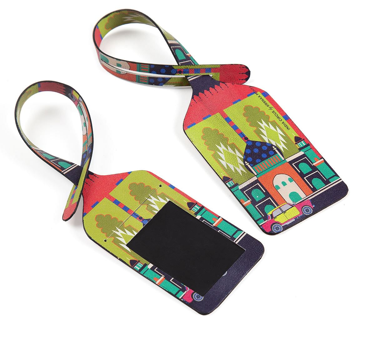 India Circus Pop Taj Taxi Travel Tag Set of 2