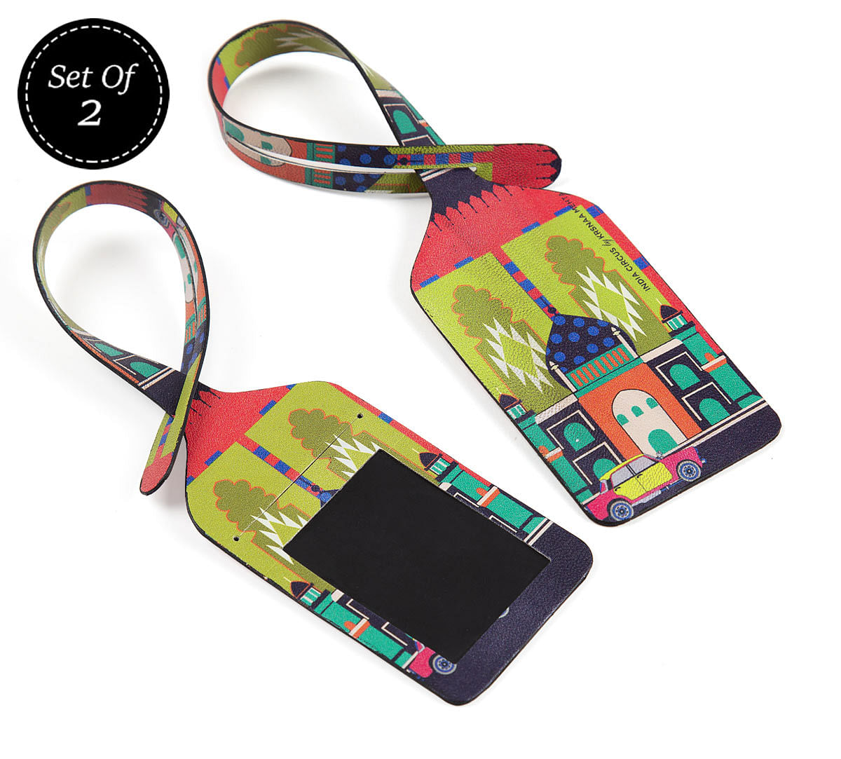 India Circus Pop Taj Taxi Travel Tag Set of 2