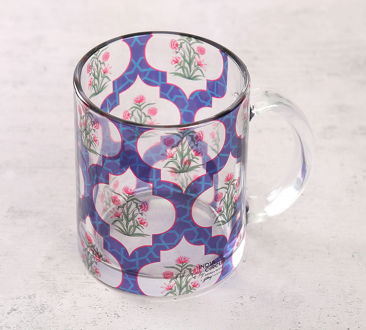 India Circus Poppy Flower Glass Mug