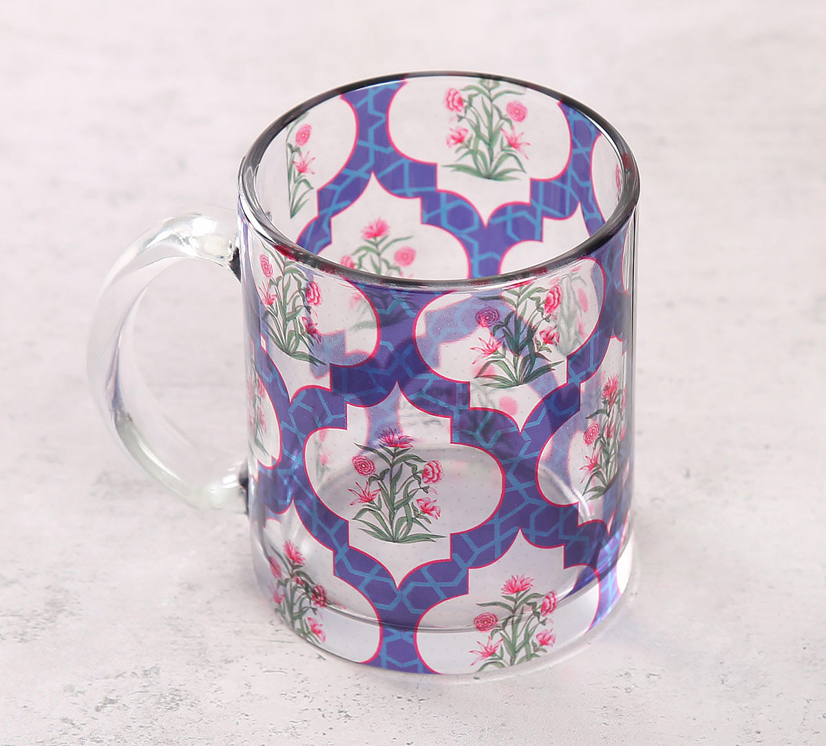 India Circus Poppy Flower Glass Mug