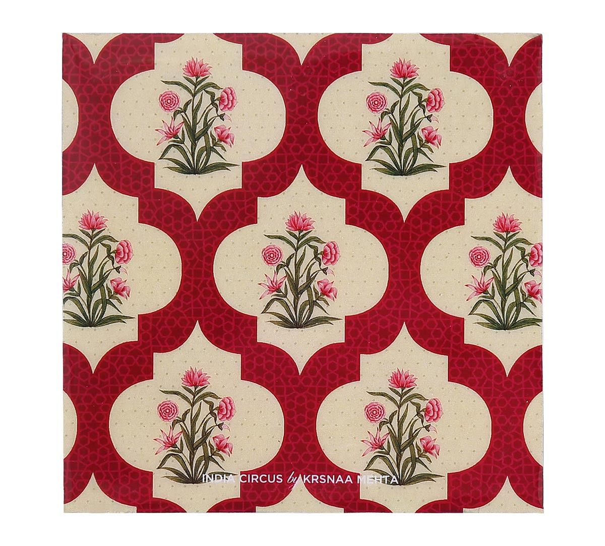 India Circus Poppy Flower MDF Table Coaster Set of 6