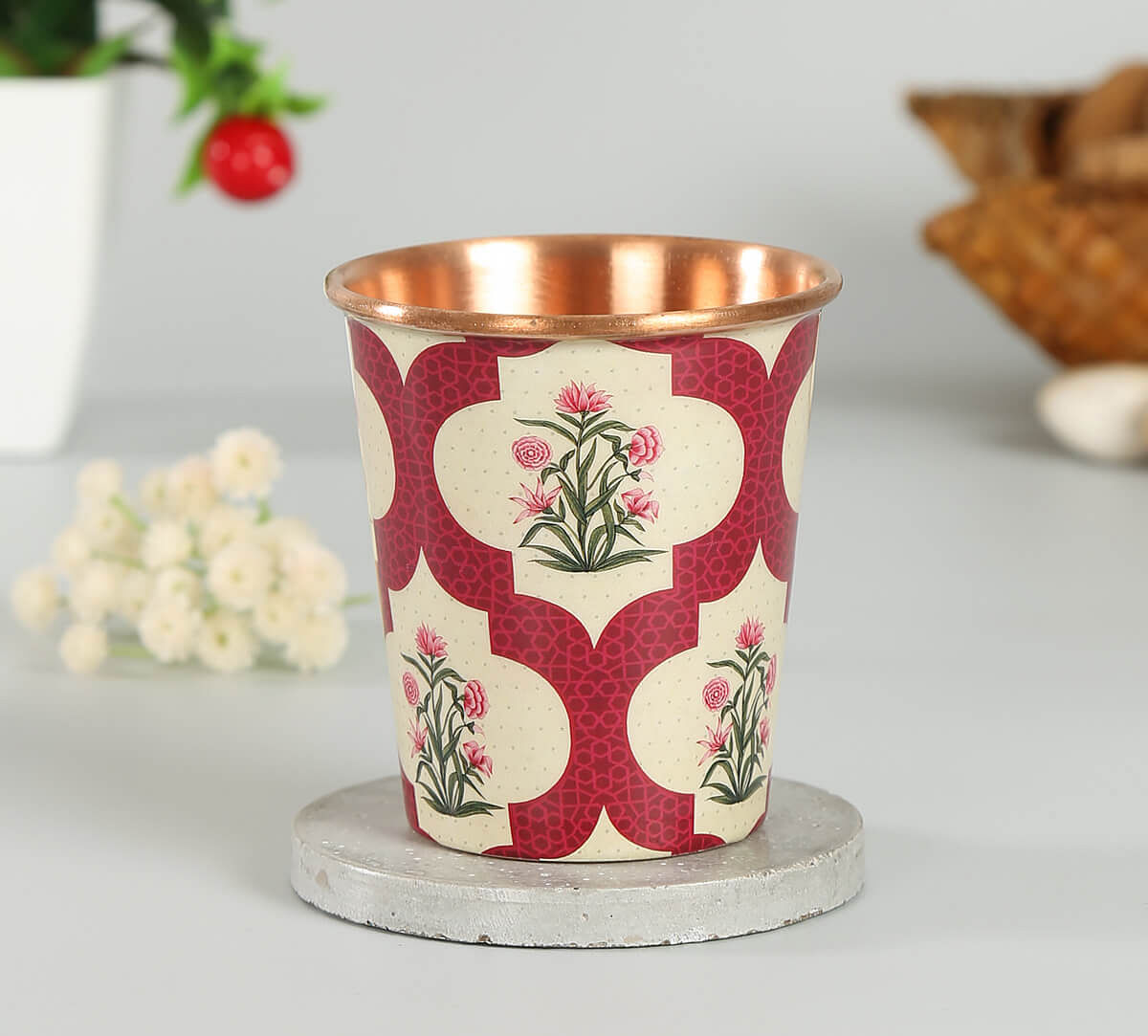 India Circus Poppy Flower Scarlet Small Copper Tumbler