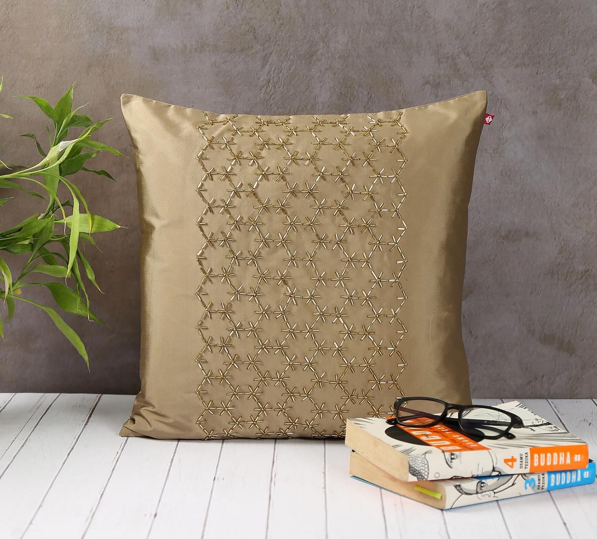 India Circus Rice Bead Beige Cushion Cover