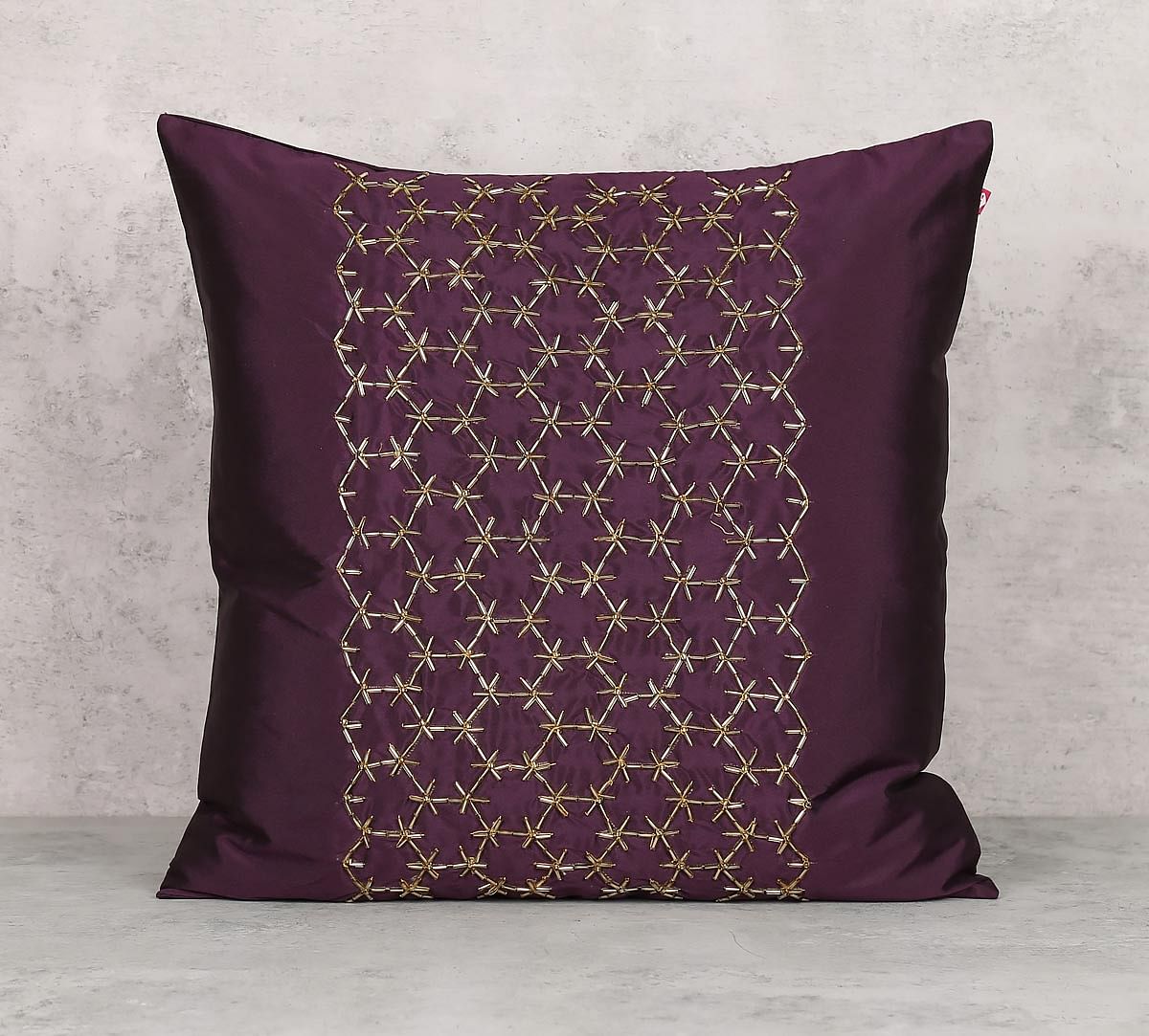 India Circus Rice Bead Purple Cushion Cover