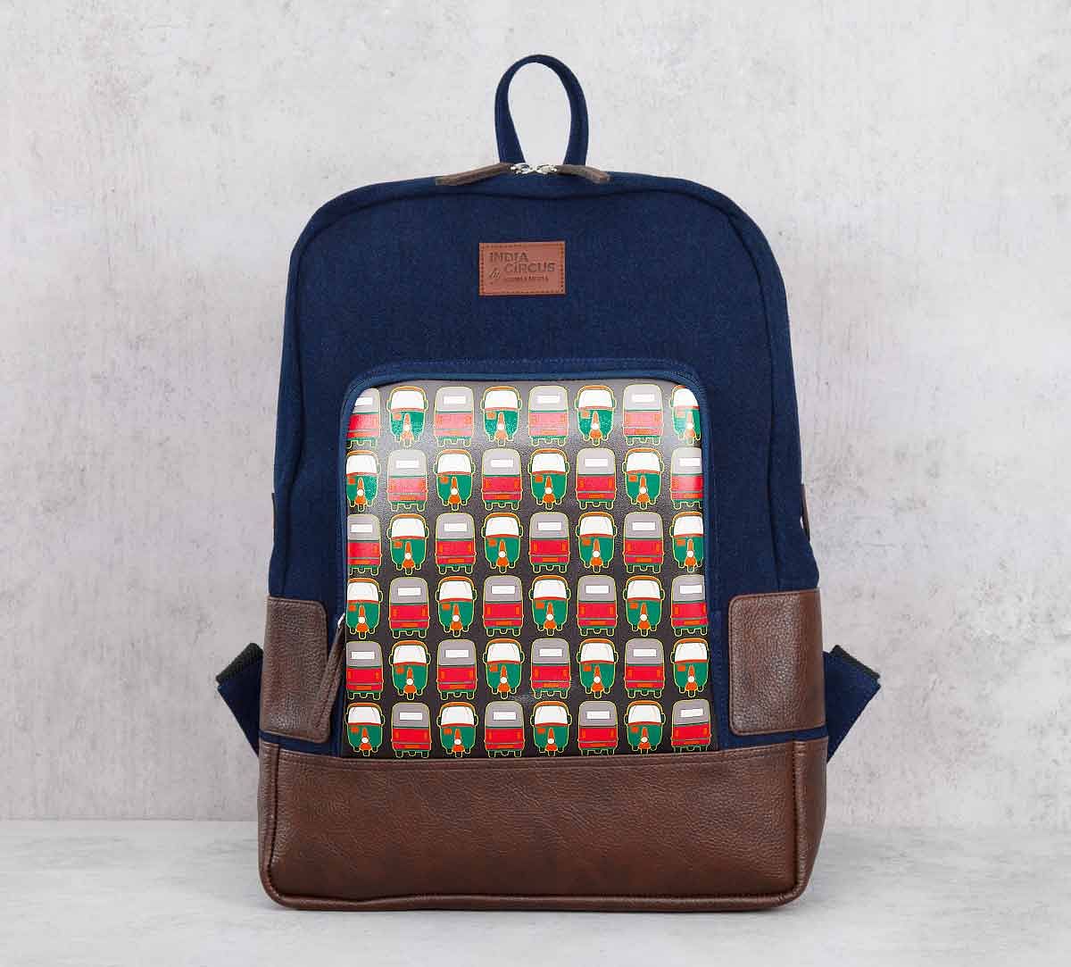 India Circus Rickshaw Masti Denim Backpack