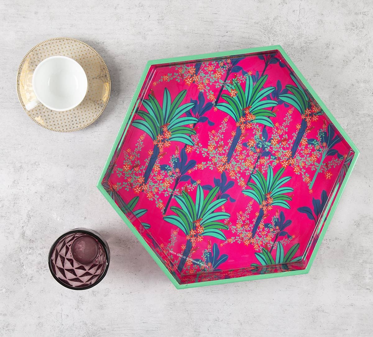 India Circus Royal Palms Hexagon Serving Tray