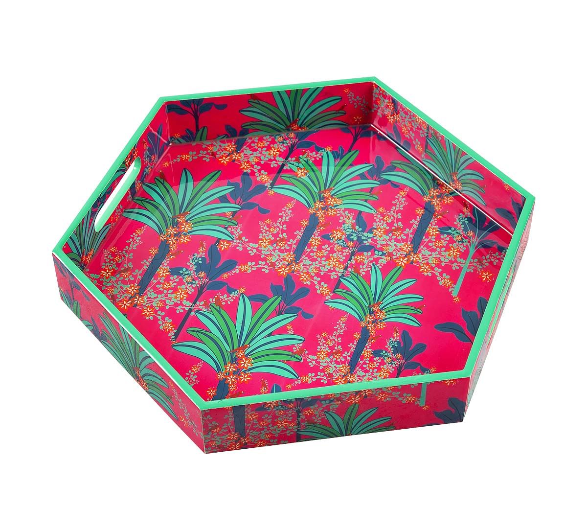 India Circus Royal Palms Hexagon Serving Tray